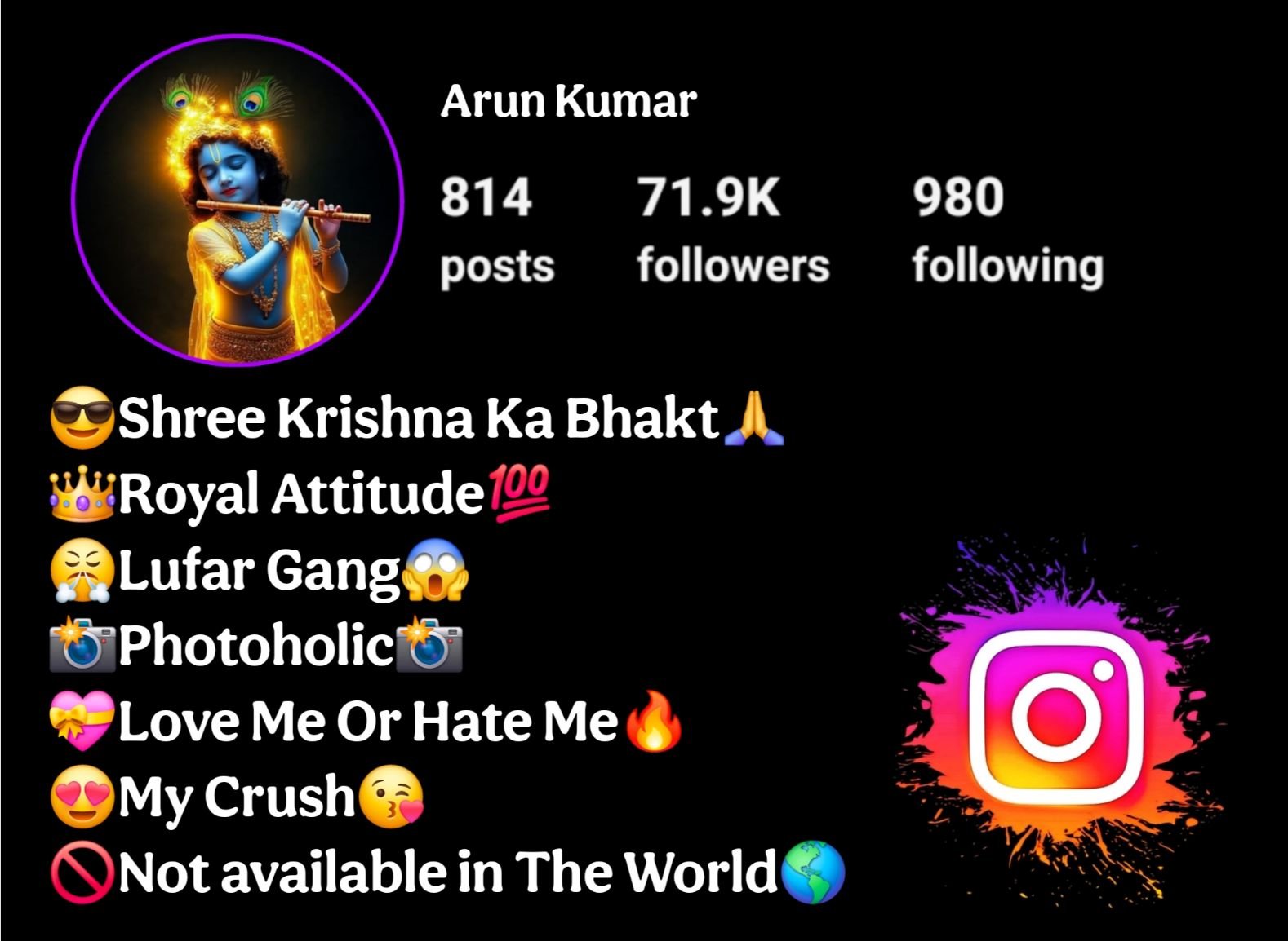 Krishna Bio For Instagram
